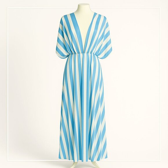 NWT Fifth Love Multi Way Wear Dress small fits oversized wrap style blue / white - Picture 2 of 4